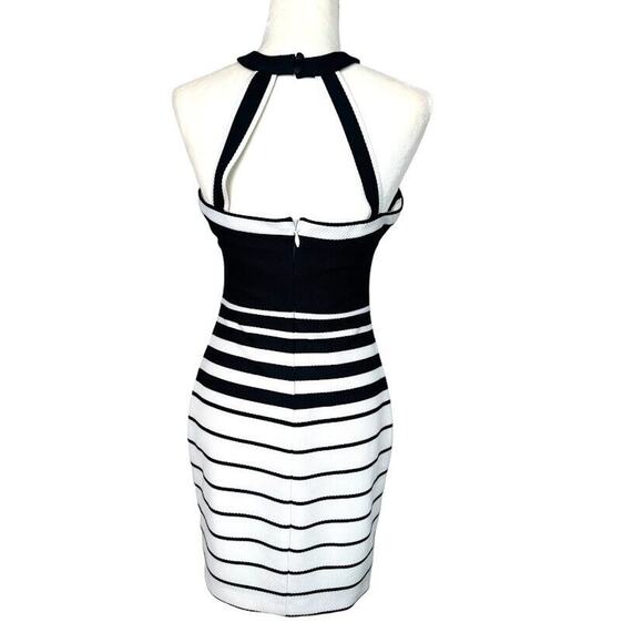 Guess Los Angeles USA Halter Striped Mini Dress Size 6 Open Back Black White - Picture 4 of 8